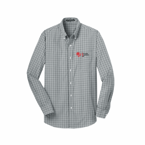 S654-blackcharcoal Port Authority® Long Sleeve Gingham Easy Care Shirt